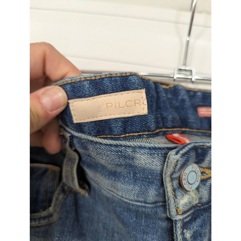 Anthropologie Pilcro‎ Relaxed Straight Fit Patchwork Jeans women's 27 distressed - Picture 4 of 10